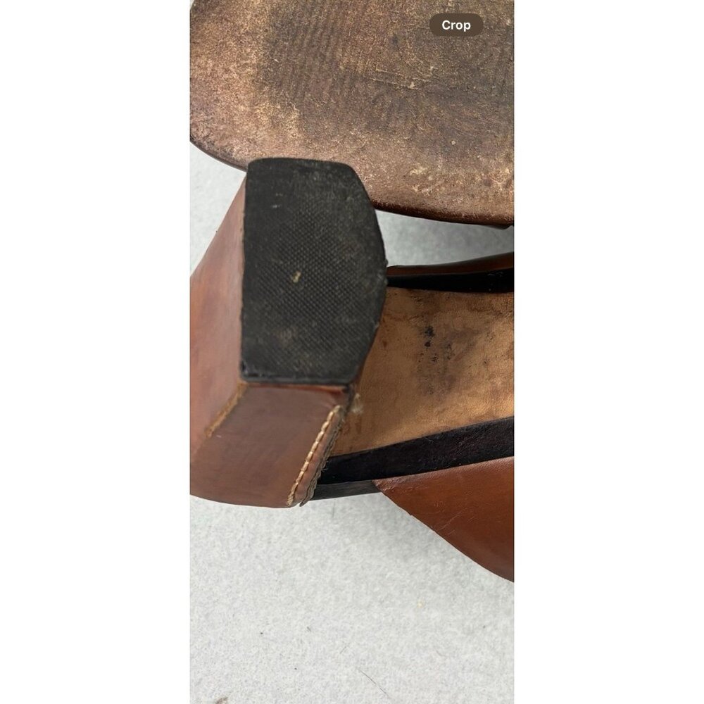 Cole Haan Slip On Sandal 7.5 AA Brown Leather Block Heel Open Toe Style - Picture 9 of 9